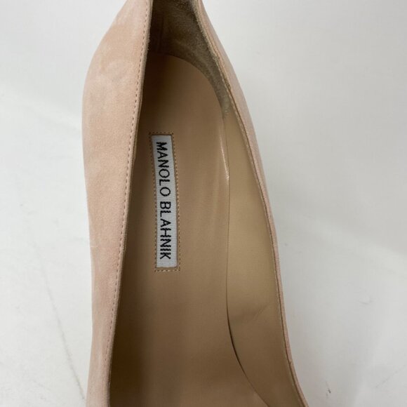 Manolo Blahnik BB 105 Pointy Toe Pump Suede Daim Nude Pumps - Picture 10 of 12